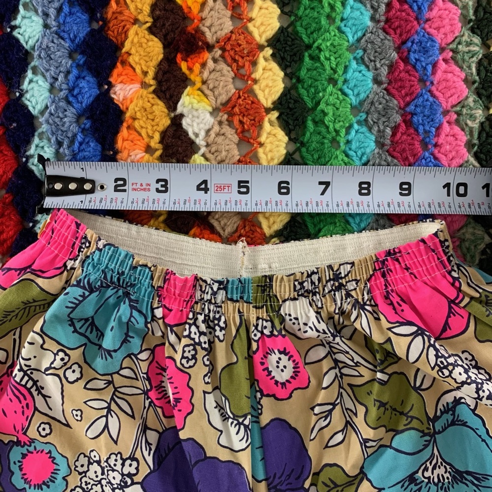 Vintage 70s Elephant Pants Matching Tie Crop Top Neon Floral Psychedelic… - Picture 5 of 14